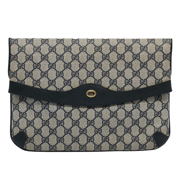 GUCCI GG Supreme Clutch Bag PVC Leather Navy 89 02 075 Auth ep2500 - Picture 2 of 16